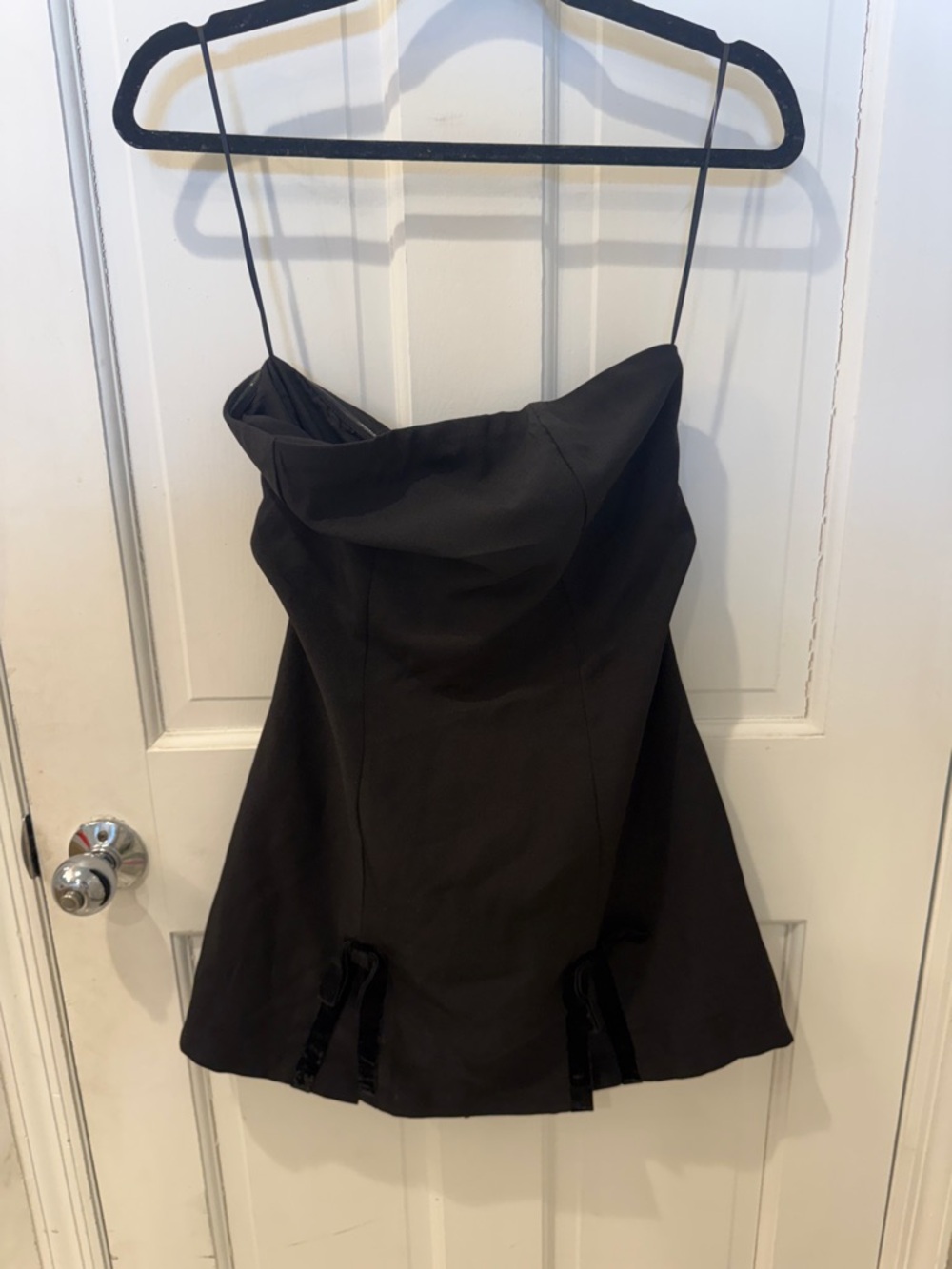 Strapless Little Black Dress with Bow Accents